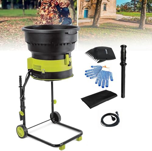 Biotrituratore da giardino silenzioso, biotrituratore elettrico per foglie e compost, motore brushless da 2500 W, contenitore di raccolta, rapporto di triturazione 17:1, triturazione,10m-Power-Cord