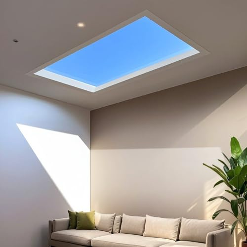Stecutts 4x2 Ft Smart Blue Sky Light Ceiling Lamp, APP Control and Biological Rhythm Simulate Sunlight Irradiation, Artificial Skylight for Living Room, Bathroom, Office (4x2 Ft)