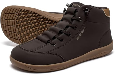 HOBIBEAR Barefoot Minimalist Shoes Womens Mens Zero Drop Wide Toe Box Waterproof Outdoor Hiking Walking Comfortable Trail Running Sneaker Dark Brown