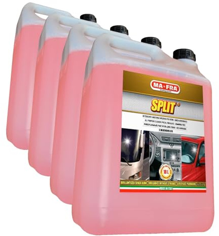 MAFRA, Split, Detergente Multiuso Specifico Per Vetri, Cristalli, Schermi LCD, Non Lascia Aloni, Senza Ammoniaca, Ideale per la Pulizia di Ambienti, Tanica da 4500 ml (Confezione da 4)