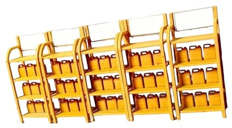 SZLIFE 5 Pezzi Modello Porta Barile Olio Garage Strumento Miniature Kit Realistico Decorazione Officina Auto per Collezione Adatto a Decorazioni Modellismo E, Giallo