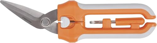Fiskars Multi-Functional Scissors, Includes Mini-Screwdriver, Length: 20 cm, Stainless Steel Blade/Plastic Handles, Black/Orange/Grey, Cuts + More, 1004712