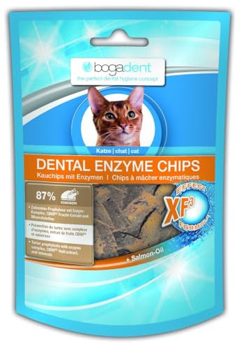 bogar, Bogadent Dental Sticks Katze, Zahnstocher für Hygiene & Gesundheit, Katzensnacks für die Katzen-Zahnpflege, Schmackhafte Chips, Mit Fleisch, Früchten und Mineralien, Katzenzubehör, 50 g