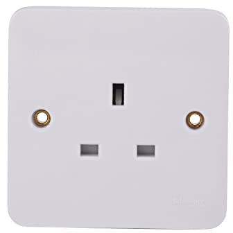 Schneider Electric - Lisse White Moulded, Unswitched Single Power Socket, Single Pole, 13A, GGBL3050, White, Pack of 10