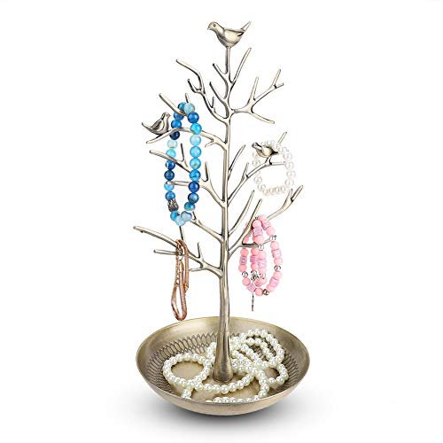 Stand per appendiabiti,espositore per gioielli, stand orecchini anelli bracciali organizer per design di gioielli albero(Bronzo antico)