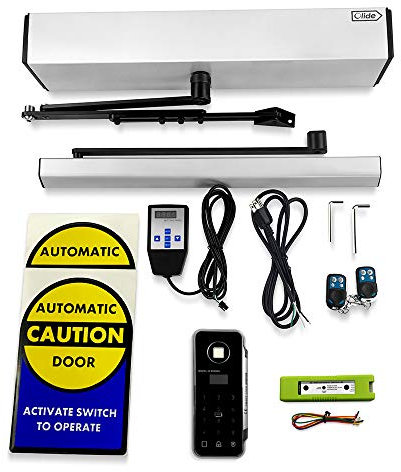 Olide Abridor Automático de Puerta Oscilante, Abrepuertas Eléctrico, Kit Portero Automático con Teclado Inalámbrico de Huellas Dactilares para Seguridad en el Hogar