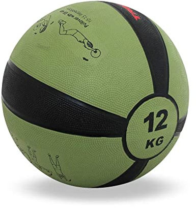 TrainHard Medizinball 1 kg bis 12 kg, Gummi Gewichtsball in 10 Farbig, Professionelle Gymnastikball für Krafttraining, Crossfit und Fitness (12 KG - Olivgrün)