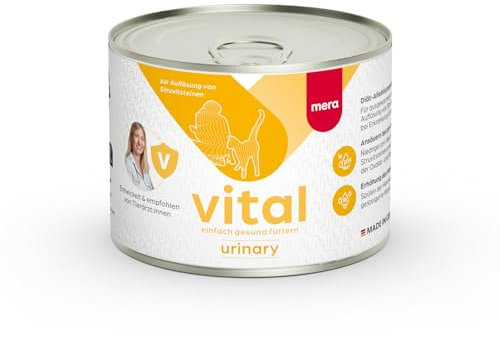 MERAVITAL Urinary (6x200g), Nassfutter Katze bei Entzündung der Harnwege, Auflösung von Struvitsteinen, Vorbeugung Neuer Harnsteine bei Katzen