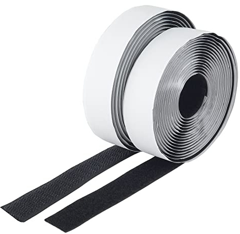 Kardborreband 10 meter på rulle I krok och fleece självhäftande på båda sidor I häng och montering återanvändbar svart