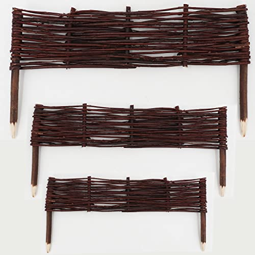 Aquagart Pilstaket av vide – rabattgräns/staket för rabattkant och rabattkant – brun, 10 cm x 60 cm, 10 stycken