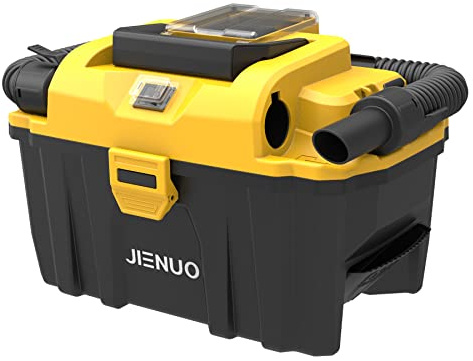 JIENUO Aspirapolvere senza fili per bagnato/secco compatibile con batteria Dewalt 20 V Max, senza spazzole, filtro HEPA da 2,5 galloni, aspirapolvere portatile per casa, auto e officina (batteria non