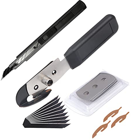 Gomake Vinyl Backing Cutter Wrapping Paper Cutter Vinyl Knife with PTFE Coating Hidden Blade, 30 Degree Snap Off Blade Lockable Utility knife Retractable Box Cutter with Extra 10pcs Replace blades