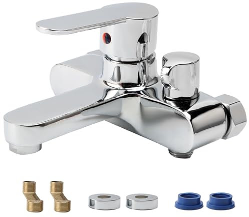 SOONHUA Robinet mitigeur de douche manuel à levier unique monobloc pour baignoire et eau froide et chaude 1,27 cm, pour tout style de salle de bain