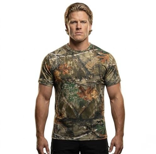 Bell Rangers Authentic Realtree Edge Camouflage Short Sleeve Tee - Scent Control Technology | UPF 30 Protection | Unisex Adult | Crewneck Cotton Blend Shirt