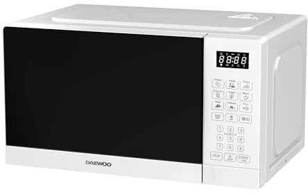 Microondas Daewoo MD-FA202GW-EU, con Grill, 20 Litros de Capacidad, 700W de Potencia, 8 Programas, 5 Niveles de Potencia, Panel Digital, Color Blanco
