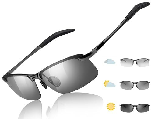 Myiaur Polarisiert Sonnenbrille Selbsttönende Herren Fahrradbrille UV400 Schutz for Autofahrbrille mit Photochromen Gläsern