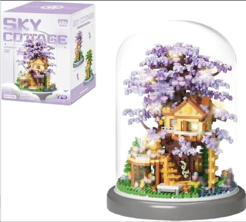 Ensemble de Blocs de Construction de Maison en Bonsaï en Fleurs de Cerisier, 2080 Pièces Cabane dans les arbres Sakura Construction Maquette Set, Sakura Botanical Collection Building Set pour Adultes