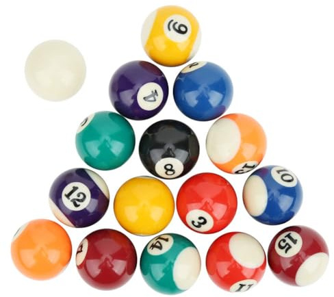 Fyearfly 16Pcs Billiard Ball Set, Pool Cue Training Ball 38mm Resin Children Billiard Pool Table Balls Toy Mini Pool Table, for Game Rooms Recreation