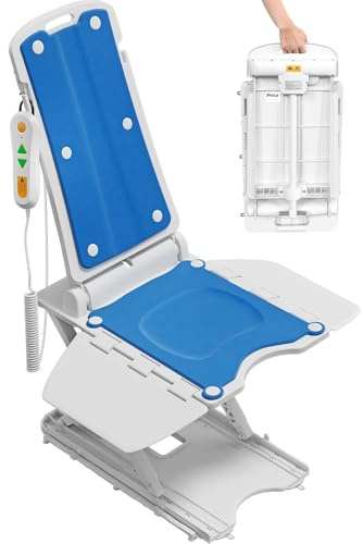 Electric Chair Lift,Bathtub Lifts,Foldable Bath Lift,High Adjustable to 18.8”,Get Up from Floor,With Removable Panels,Make Bathing Easier for Older People blue