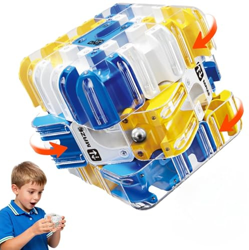 Large Labyrinth 3D Maze Cube- Stress Relief & Logic Development Intricate Brain Teaser Toy for Kids & Family | Perfect for Family Game Night (Blue)
