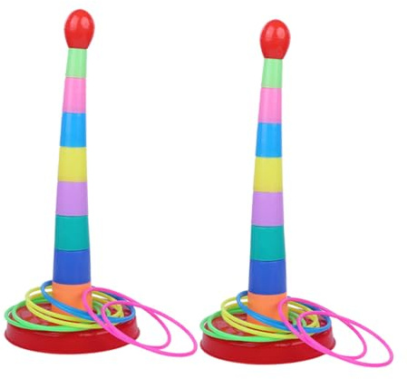 Abaodam Jeux de Lancer D'anneaux Colorés pour Garçon et Filles, Grand Format, Plastique, Ensemble 2 Pièces, Développement de L'agilité, Jeu Intérieur et Extérieur, Activité Ludique