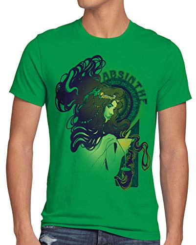 style3 Absinthe t-shirt män Absint alkohol bar party grön timme sked