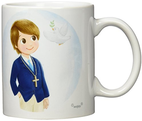 Mopec Taza Primera Comunión de cerámica para niño, Pack de 1 Unidad, Porcelana, Azul, 8.10x8.10x9.50 cm