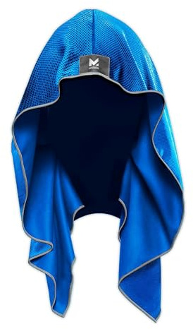 MISSION Cooling Hoodie Towel- Sport Hood Towel, Cools when Wet, UPF 50, Contours Your Head to Stay in Place- Blue