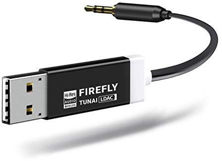 TUNAI Firefly LDAC Bluetooth Adapter Auto AUX: Kabelloser Bluetooth 5.0 Empfänger für Musik im Auto mit USB DAC und 3,5mm AUX Anschluss