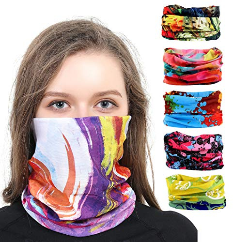 Toes Home 6PCS Outdoor Headband Elastic Seamless Bandana Neck Gaiter Scarf Sport Headwear Boho Series for Yoga Hiking