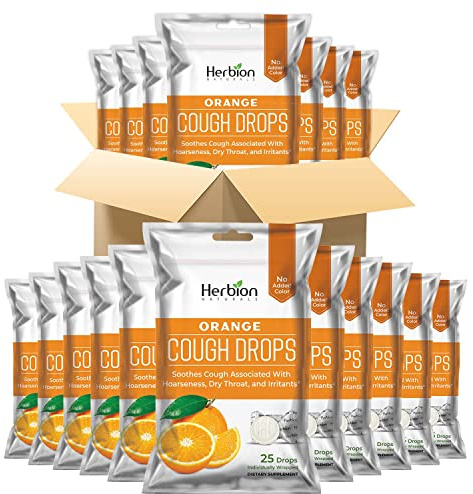 Herbion Naturals Cough Drops with Natural Orange Flavor, Dietary Supplement, Soothes Cough, for Adults and Children Over 6 Years, 25 Drops, No Artificial Flavor, No Added Color. (Pack of 40)
