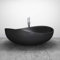 Vasca da bagno freestanding in Solid Stone, 'WAVE' nero opaco 180x110cm