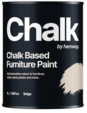 Chalk Based Furniture Paint, Beige 1L, Matt Finish Shabby Chic, Chalk Paint Furniture & Walls, Quick Dry & 1 Coat, Hemway