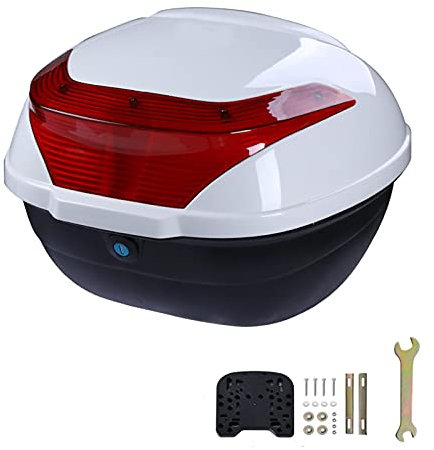 ASDQWER Rad-Kofferraum-Gepäck-Box.Helmet-Aufbewahrungsbox, Motorrad-Touring-Top-Box, Heckkoffer-Gepäckbox, Motorrad-Roller-Rückfahrkoffer-Topcase Topbox, Kann Helme Speichern,Weiß,S