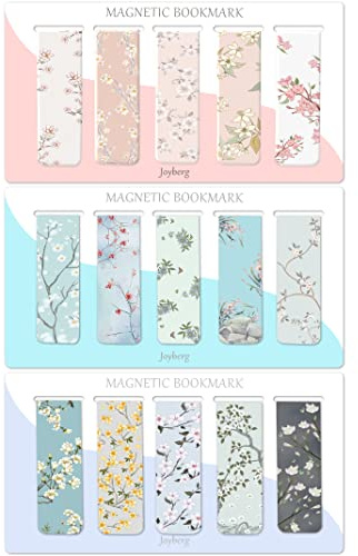 15 Pieces Bookmarks, Magnetic Bookmarks for Women, Page Markers for Students Teachers Reading (Floral Style)