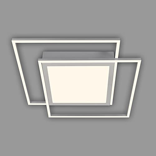 BRILONER Leuchten - Deckenleuchte LED, Deckenlampe, LED Frame Mittellicht, Warmweißes Licht, 5800 Lumen, Getrennt Schaltbar, Alu-Chrom-Matt