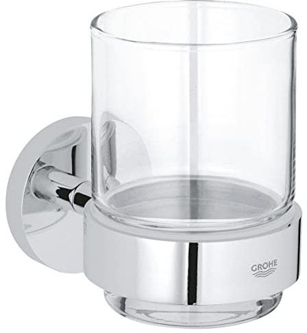 GROHE Start - Glas mit Halter (Material: Glas/ Metall, verdeckte Befestigung, langlebig), chrom, 41194000