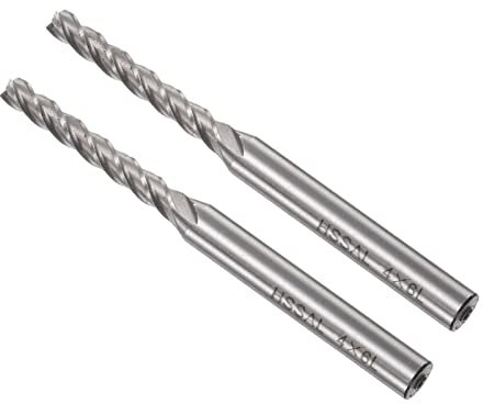 QUARKZMAN 4mm Vierkant Nasenfräser x 2 Stücke Hochgeschwindigkeitsstahl 4 Nuten Fräser für Nutbearbeitung [8mm Schaft 68mm Länge]