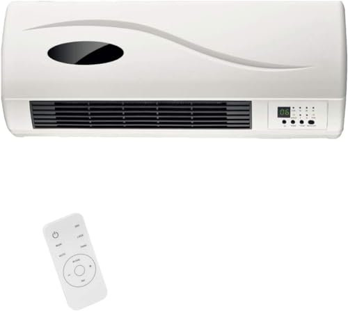 Bakaji Termoventilatore Ceramico Elettrico Stufa a parete Montaggio a muro con Telecomando 2 Livelli di Potenza Selezionabili 1000W / 2000W, Display LED e Funzione Timer (50 cm larghezza)