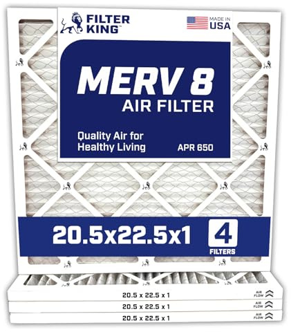 Filter King 20,5 x 22,5 x 1 luftfilter | 4-pack | MERV 8 HVAC veckad AC ugnsfilter