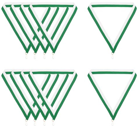 PATIKIL 10 Pièces Rubans de Cou de Récompense avec Mousquetons Vert Blanc | Rubans de Médaille en Polyester à Rayures, pour Compétitions Réunions Sportives Fêtes Sportives