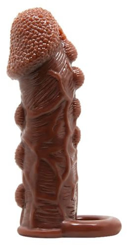 Guaina prolunga fallica per il pene morbida elastica con stimolatori vaginali e anello per i testicoli