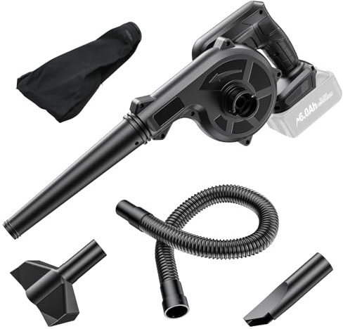 Akku Laubbläser für 18V(Ohne Akku), Kabelloser Gebläse 2-in-1 Elektrischer Laubbläser und Staubsauger Geeignet für 18V für Schneeräumung Räumen von Einfahrten Terrassen