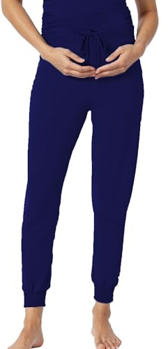 OCCIENTEC Pantalons Pyjama de Maternité pour Femme Super Doux Pantalons de Grossesse Long Décontracté Stretch Pantalon de Jogging avec Poches Bleu Marine,XL