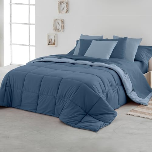 SOMNI HOME Edredón Reversible Nórdico Bicolor Otoño Cama 150/160 cm Duvet Tacto Pluma Microfibra Cálido Comodo Ligero. Cama Doble. Primavera Verano 200 gr. Celeste - Azul 250x260