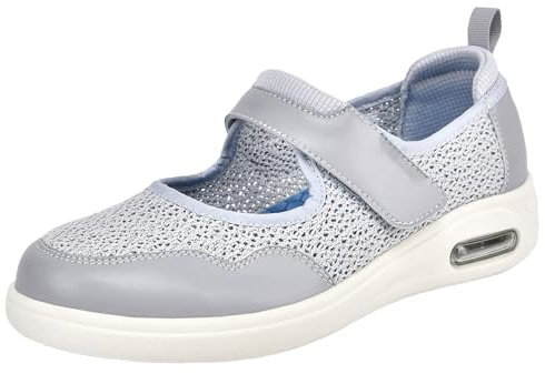 Aocase Chaussure pour Pied Gonflé Orthopédique Femme Pantoufle DiabéTique Basket Orthopedique Chaussures L'arthrite odème Extra Large Confortable Sandale Confort Sandales,Gris,37.5 EU
