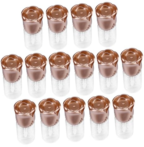 minkissy 15pcs DIY Lip Gloss Tubes with Rose-shaped Caps Transparent Empty Lip Balm Containers Screw Design Leak- Portable for Travel and Personal Use