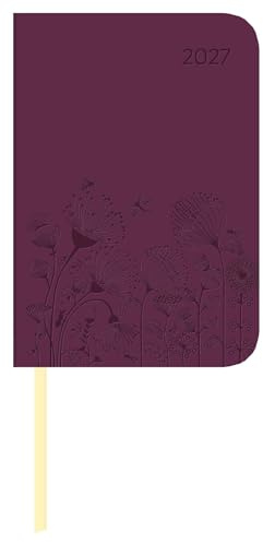 Lady Journal Mini Deluxe Purple 2027: Taschenkalender 8x11,5 cm - Wochenplaner mit Tucson Einband & Motivprägung, Leseband, Monatsübersicht & Notizbereich, ideal für unterwegs