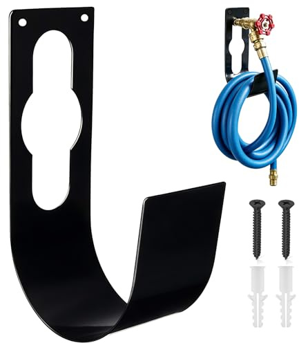 Soporte Para Manguera de Jardin, Soporte Manguera Pared, Colgador Mangueras Jardin, Soportes de Pared para Mangueras, para Jardín, Garaje o Almacenamiento en el Patio (Negro-A)