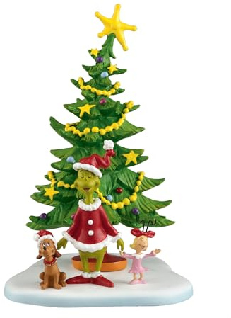 Department 56 Dr. Seuss Grinch Village Accessories Welcome Christmas Day Grinch Figurine, Stone Resin Hand Crafted Collectible Christmas Figurines Home Decor Sculpture Statue, 5.625 Inch, Multicolor